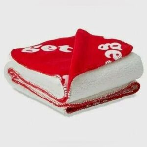 Victoria’s Secret PINK “Let’s Get Cozy” Red and White Sherpa Blanket
